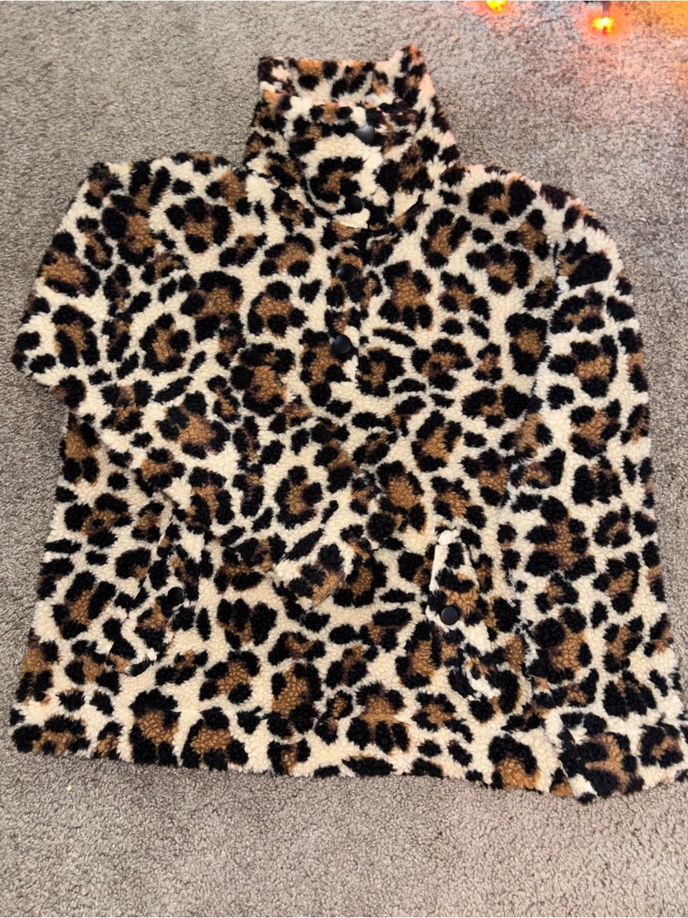 J. Crew Vintage Fleece Leopard  Cheetah Teddy Sherpa Jacket in Brown and Black - Picture 4 of 11